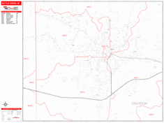 Battle Creek Wall Map Zip Code Red Line Style 2024